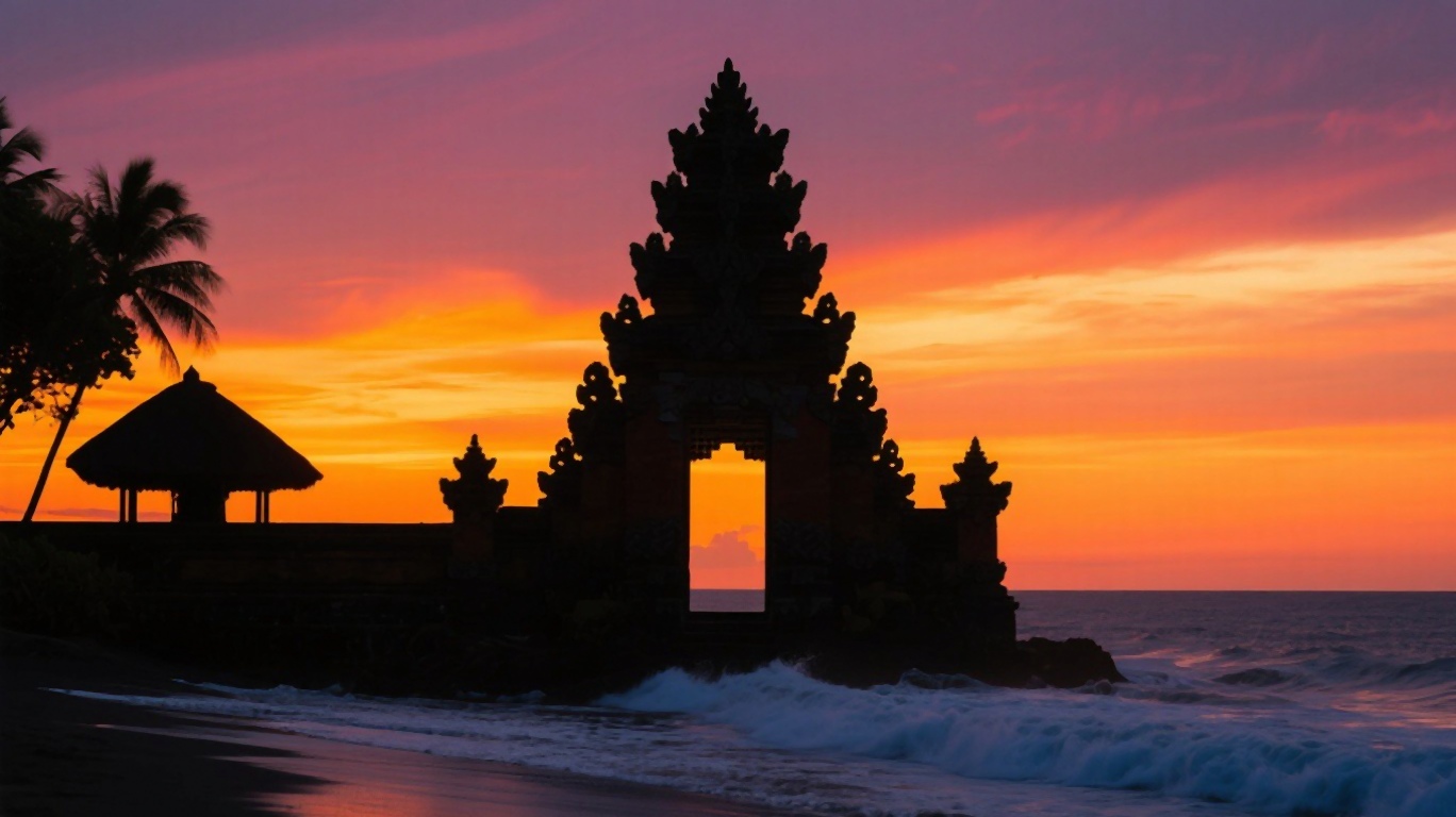 Sunset over Bali's coastline