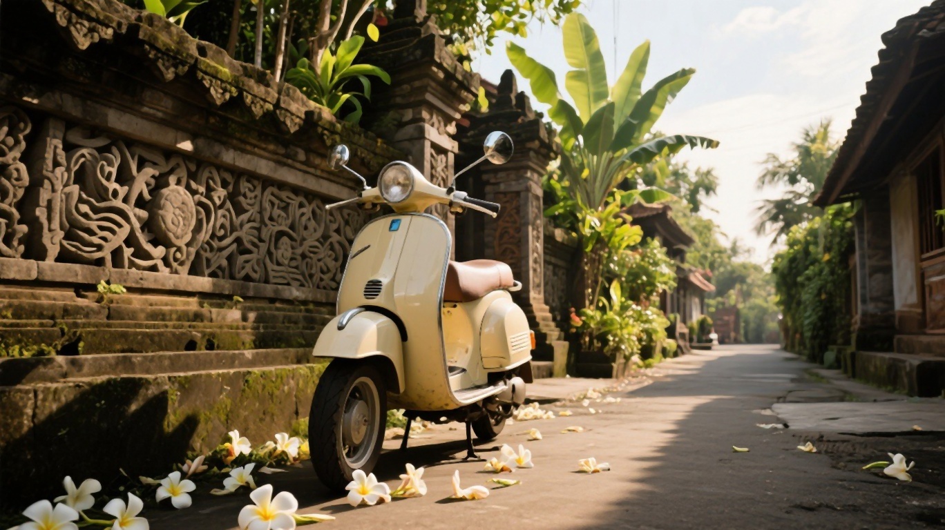 Scooter parked on a Bali street