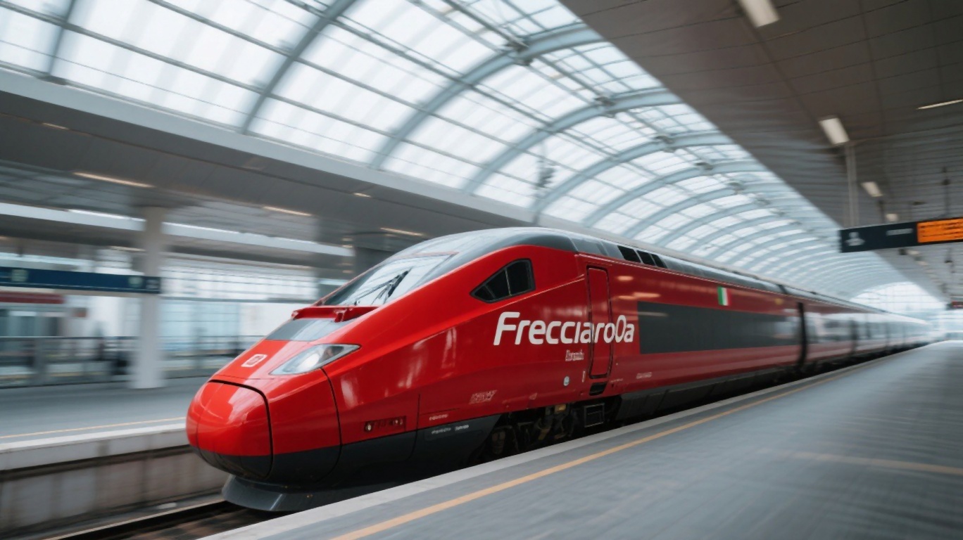 An Italian high-speed train at a modern station platform