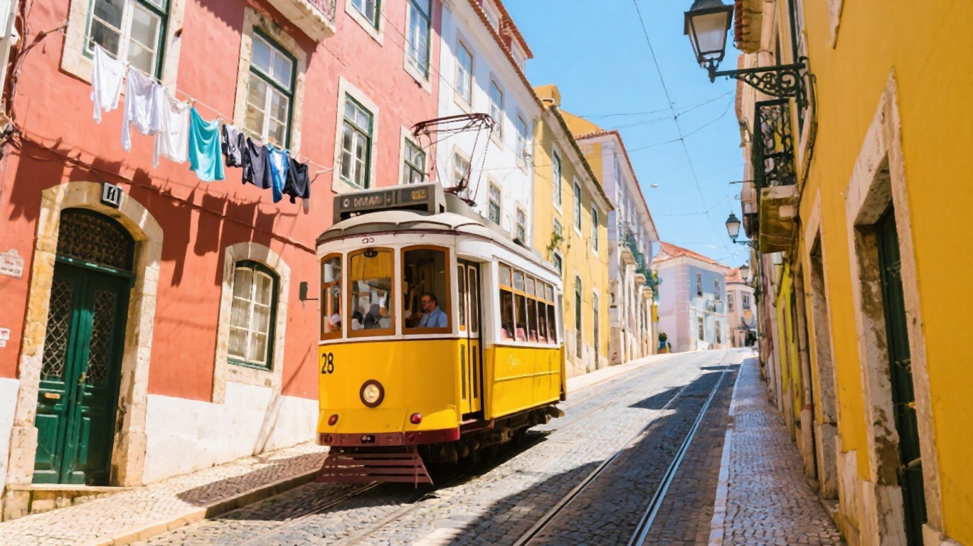 Alfa Pendular high-speed train at Santa Apolonia station in Lisbon with passengers boarding